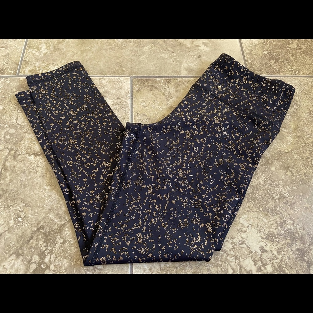 ZYIA Active Black Rose Gold Flake Light N Tight Hi Rise Leggings 7/8 *Size 6-8*